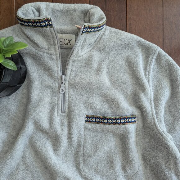 AZTEC DETAIL VINTAGE FLEECE QUARTER ZIP SWEATSHIRT - Picture 4 of 4